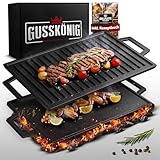 GUSSKÖNIG Gusseisen Grillplatte - 33cm Wendeplatte für Gasgrill, Induktion,...