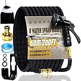 Flexibler Gartenschlauch 60M mit 8 Modi Wassersprühpistole, Wasserschlauch...