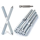 XRXYMQ 30 Stück Stockschrauben M8 x 60 mm Doppelgewindeschrauben Verzinkte...