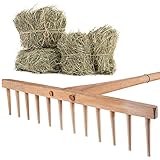 KADAX Rechen, Heurechen mit langem Stiel aus Holz, breite Harke für Garten,...