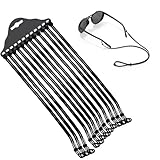 PlandleLee 12 Stücke Brillenband, Glasses Chain, Brillenkette Nylon Brillenband Verstellbar Brillenbänder Brillenkette Schwarz mit Karabiner, Sonnenbrillen und Lesebrillen Kette, Sportbrillenband
