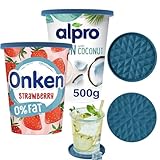 Wingcases Mehrweg Silikon große JoghurtDeckel 500g(2er-Set, Dunkelblau)...