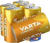 VARTA Batterien D Mono, 6 Stück, Longlife, Alkaline, 1,5V, ideal für...
