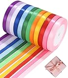 Satinband Bänder 12 Farben 22m X 10mm, Schleifenband Geschenkband Bänder zum...