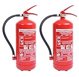 Doppelpack 6 kg Pulver Feuerlöscher 9 LE mit Manometer (Dauerdrucklöscher...
