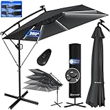 KESSER® Ampelschirm Holly Sonnenschirm Rechteckig LED Solar inkl. Abdeckung +...