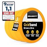 HASKYY Goldband Malerkrepp Kreppband 3x Malerband 30mm x 50m Profi Abdeckband...