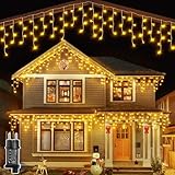 Ollny Eisregen Lichterkette außen warmweiß, 3.6M 108 LED Eisregen Lichterkette...