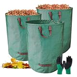 Spetsbst 3er SET 272L Gartenabfallsack mit Gartenhandschuhe Selbststehend...