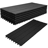 Ikodm WPC Terrassenfliese 30x60 cm, Klickfliese, Balkonfliese, anthrazit,...
