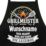 Shirtoo Grillschürze mit Spruch personalisierbar - Grillmeister [Wunschname]...