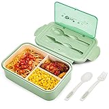 BIBURY Lunch Box, Bento Box, Brotdose mit 3 Fächern und Besteck, Auslaufsicher...