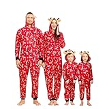 IFFEI Weihnachtspyjama für die Familie Passender einteiliger Pyjama mit Schnee-...
