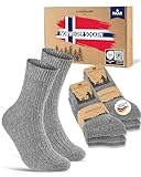 Norweger Socken Herren Wintersocken warme Wollsocken 6 Paar 20100 (Grau 43-46)