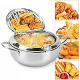 Frittiertopf, Topf mit Siebeinsatz, Multifunktions Ölsiebtopf mit Thermometer...