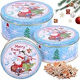 MTINRNI 3er Set Keksdose Weihnachten mit Deckel,Mehrzweck...