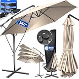 KESSER® Alu Ampelschirm Sonnenschirm + Abdeckung Ø300 cm & Kurbelvorrichtung...