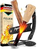 Feuerstahl Outdoor 12mm, Feuerstein mit Holzgriff für maximalen Funkenflug,...