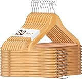 HOUSE DAY Kleiderbügel Holz Natur 20 Stück Stabil Kleiderbügel Drehbar...