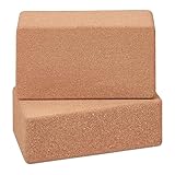 Relaxdays Yogablock, 2er Set, Yogaklötze aus Kork, für Yogaübungen, HBT: 12 x...