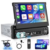 1 Din Autoradio mit Ausfahrbarem Display mit Drahtlos Carplay und Android Auto -...