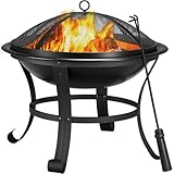 Yaheetech Ø 54cm Feuerschale mit Funkenschutz, Outdoor Feuerstelle Feuerkorb,...