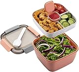 MUJUZE Lunchbox mit unterteilung fächern,Salat box to go,Brotdose mit Besteck...