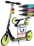 DAUM® Klappbarer Kickscooter (Grün), Höhenverstellbarer Scooter Kinder und...