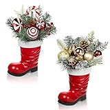 Arborus 2 Stück Künstliche Weihnachtspflanzen im Nikolausstiefel Weihnachten...