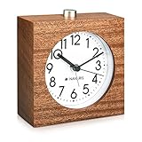 Navaris Analog Holz Wecker mit Snooze - Retro Uhr im Viereck Design mit...