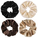 Haargummis für Damen, 4 Stück Scrunchies Samt Weiche Elastische Haarbänder...