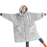 BEDSURE Hoodie Decke mit Ärmeln - Sherpa Deckenpullover mit Reißverschluss und...