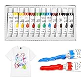 Caelura Textilfarbe Waschmaschinenfest, 12 x 12ml Stofffarben Waschfest,...