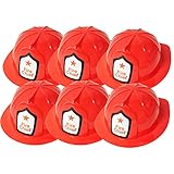 BEMIRO 6 Stück Kinder Feuerwehrhelm aus PVC - ca. 26 cm lang 6er-Set, Roter...