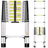 SIMPDIY 4,4m Teleskopleiter, Edelstahl Hochfest Verstärkt Leiter Ausziehbar,...