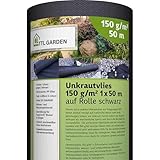 TTL Garden 50m² 50m x 1m Rolle Unkrautvlies 150g/m² - 50 x 1 m Gartenvlies auf...