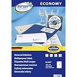 Europe100 Art. ELA027 Universal Etiketten (100 Klebeetiketten, 210x297mm auf A4,...