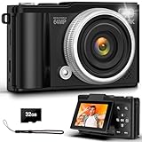 4K 64MP Digitalkamera mit 32 GB TF-Karte, 180° Drehbildschirm Autofokus Kamera...