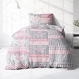 Träumschön Biber Bettwäsche Set 2tlg 135x200 cm + 80x80 cm – Flauschige...