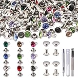 nbeads 200 Sets Strass Nieten, 10 Farben Messing Kristall Nieten Nieten Knöpfe...