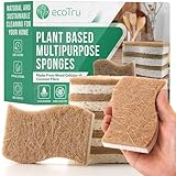 ecoTru 6 Stück Bio Spülschwamm Aus Kompostierbarer Zellulose und Kokos, Natur...