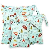 Rinfency 3 Stück Wetbag Groß Kindergarten für Baby Personalisiert Nappy Bag,...
