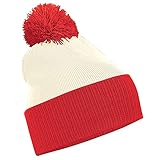 Beechfield Snowstar zweifarbige Mütze, Unisex, Einheitsgröße, Rot/Cremefarben