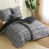 Pamposh Bettwäsche 135x200 4teilig - Bettwäsche Grau 2 Bettbezüge 135x200 cm...