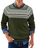 Runcati Norweger Pullover Herren Weihnachten Strickpullover Rundhals Fair Isle...