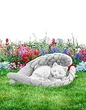 A aBlumen Gartendeko für Draußen 12x5cm Denkmal Katze Engel Haustier Denkmal...