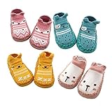 XM-Amigo 4 Paar Baby Rutschfeste Socken Schuhe für Mädchen Hausschuhe mit...