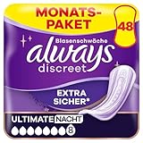 Always Discreet Inkontinenzeinlagen Plus Ultimate Nacht, 48 Binden (4 x 12...