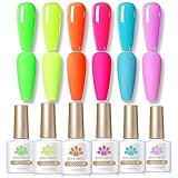 BORN PRETTY UV Nagellack Neon, Shellac Set Leuchtendes Orange Grün Blau Farbgel...