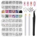 VMUTGA 4300 Stück Strasssteine für Nägel, 4 Boxen Nail Art Strasssteine...